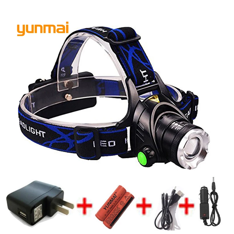 Налобный фонарь yunmai светодиодный водонепроницаемый 5000 лм xm l2 u2 USB|head lamp light|led headlamp