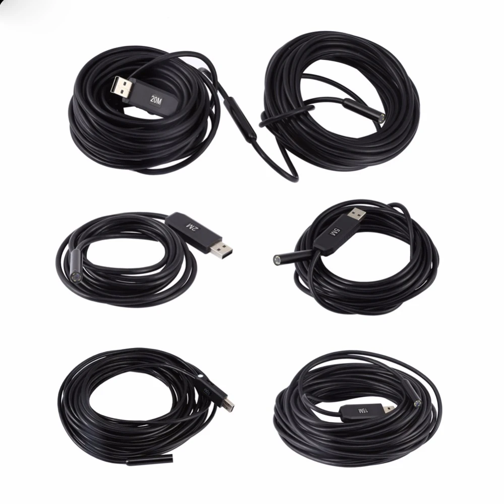JINGLESZCN 9 мм USB эндоскоп мини камера водонепроницаемый IP67 2 м 5 7 10 15 20 25 Длина HD осмотр