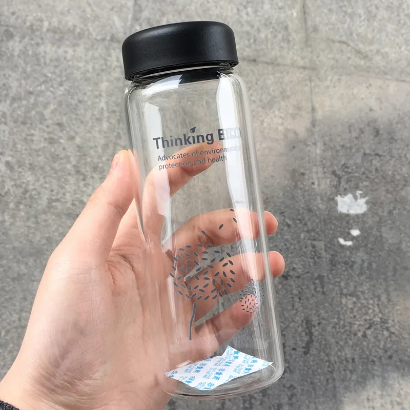 450 мл милый мультяшный Фламинго стеклянная бутылка для воды портативная