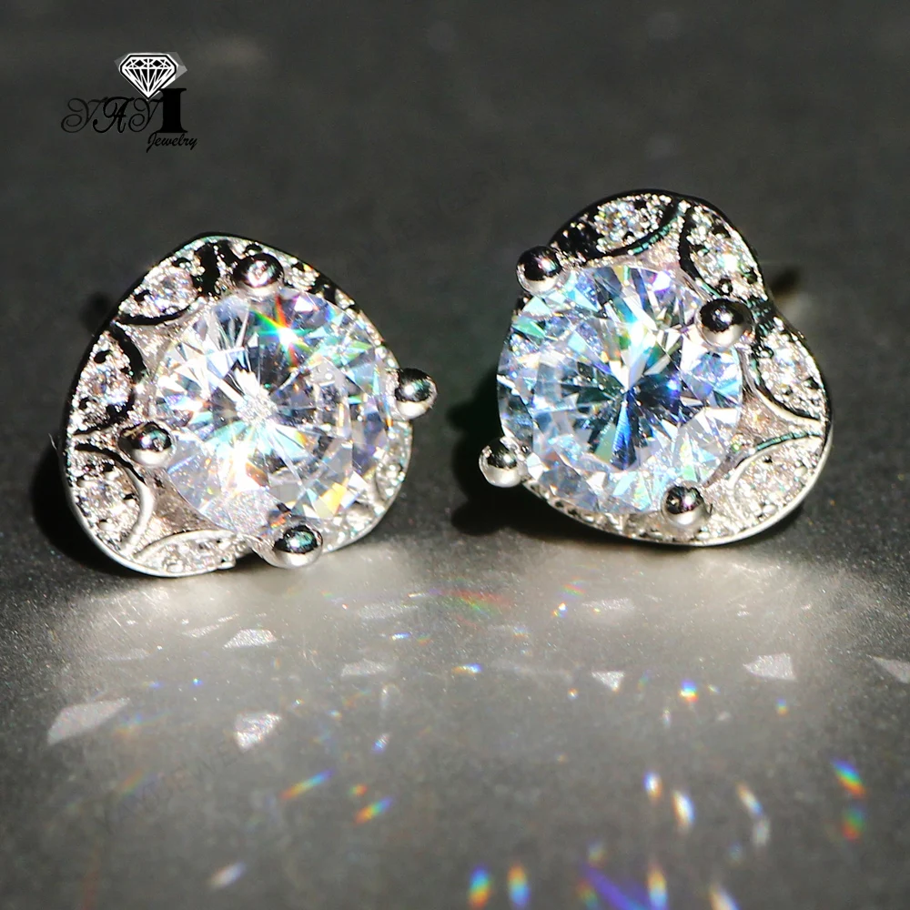 Ювелирные изделия yayi модные серьги принцессы с 5 7ct белым цирконием серебристого