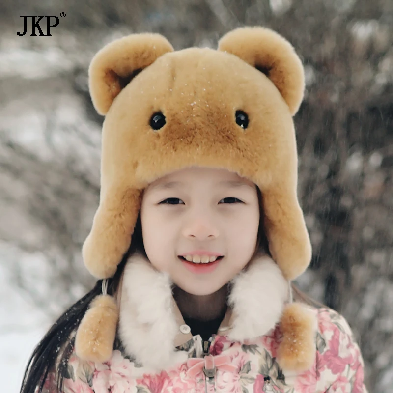 Winter Children Boys Girls Warm Rex Rabbit Fur Hats Kids Real Cap Natural baby Hat | Детская одежда и обувь