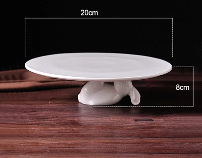 white-8 inches Подставка для кексов, керамические десертные тарелки для закусок и печенья, конфетное блюдо с кроликом, белый, пасхальный декор, подарок - Цвет: white-8 inches