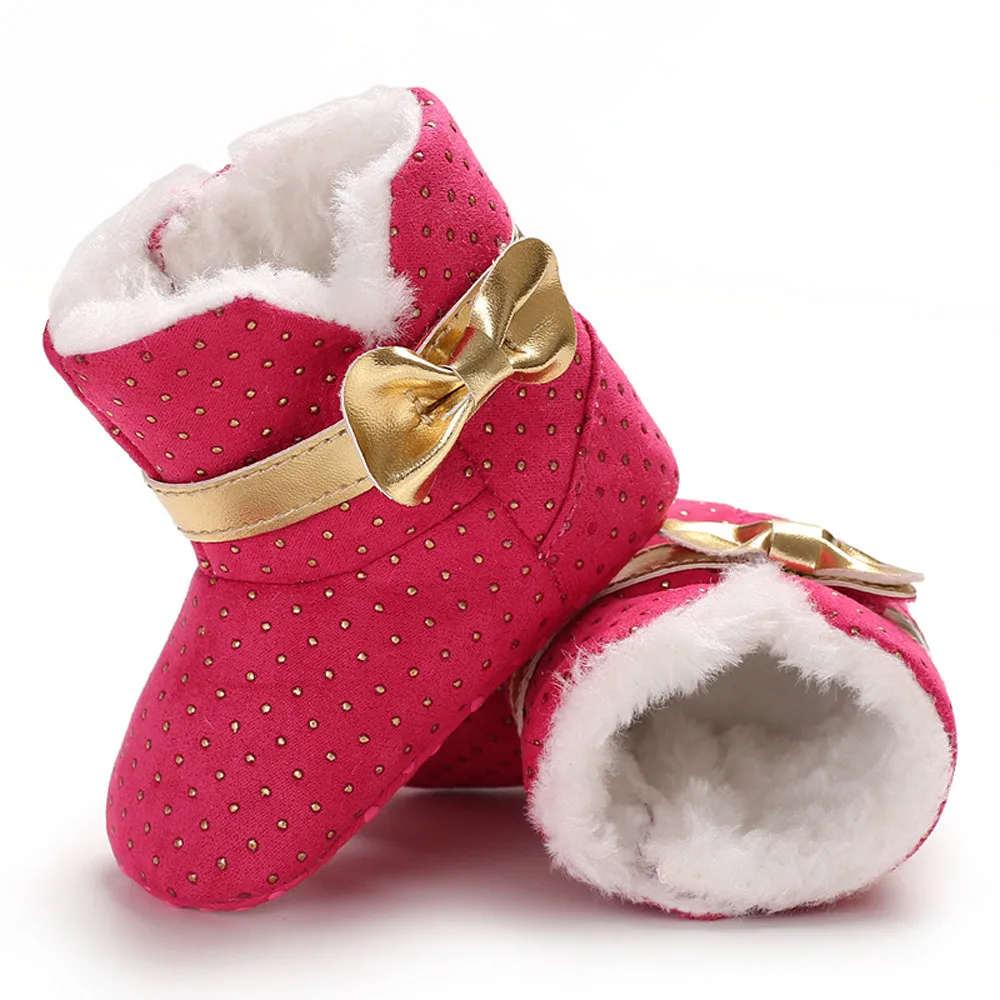 

LONSANT Toddler Baby Girls Boys shoes infant Soft cute cotton Booties Bow Wave Point Snow Hook & Loop Boots Toddler Warm Shoes