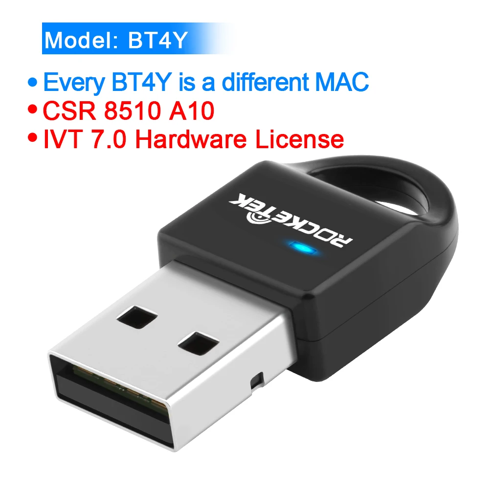 BT4Y Rocketek Broadcom CSR 4,0 A2DP Bluetooth адаптер USB ключ для ПК компьютерный динамик аудио/ps4 контроллер/приемник передатчик - Цвет: BT4Y
