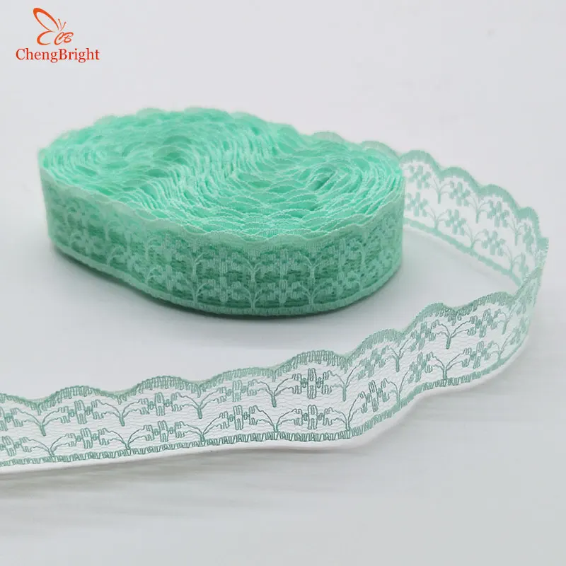 Mint Green ChengBright 10 ярдов кружевная лента 22 мм ширина белая кружевная отделка ткань вышитая чистая кружевная отделка для шитья африканская кружевная ткань - Цвет: Mint Green