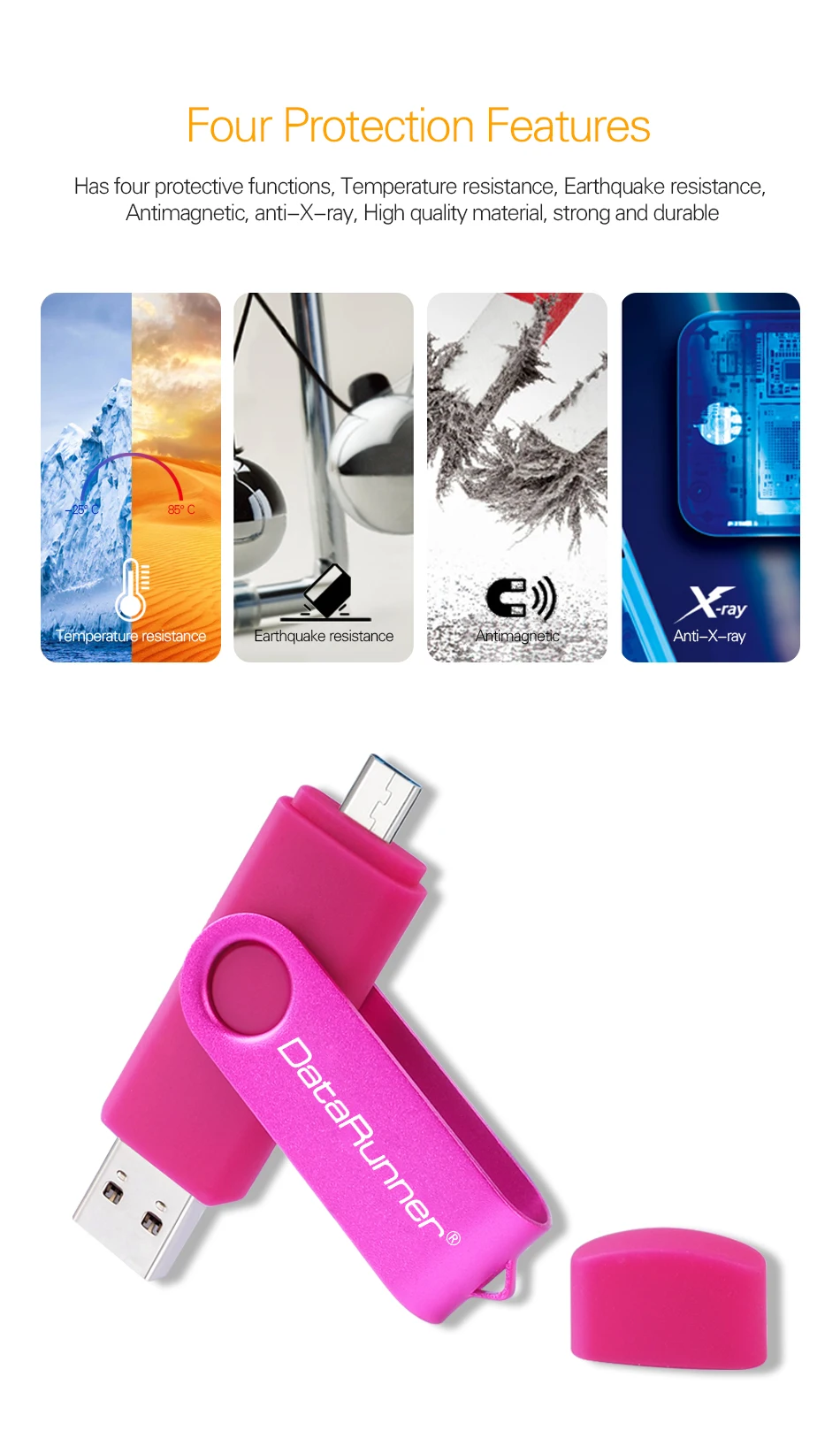 DataRunner высокоскоростной портативный флэш-накопитель 128 ГБ USB флэш-накопитель 16 ГБ 32 ГБ 64 ГБ 256 ГБ Micro Usb флешка 3,0 внешний накопитель