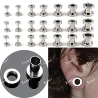 300pcs jewelry lots pretty stainless steel silver plated ear tunnel plug kit stretcher flesh expander free shipping rl318