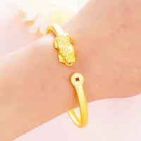 24k gold wedding bracelet for women lucky jewelry tiny fashion opening bracelets bangles wedding jewelry engagement bracelets