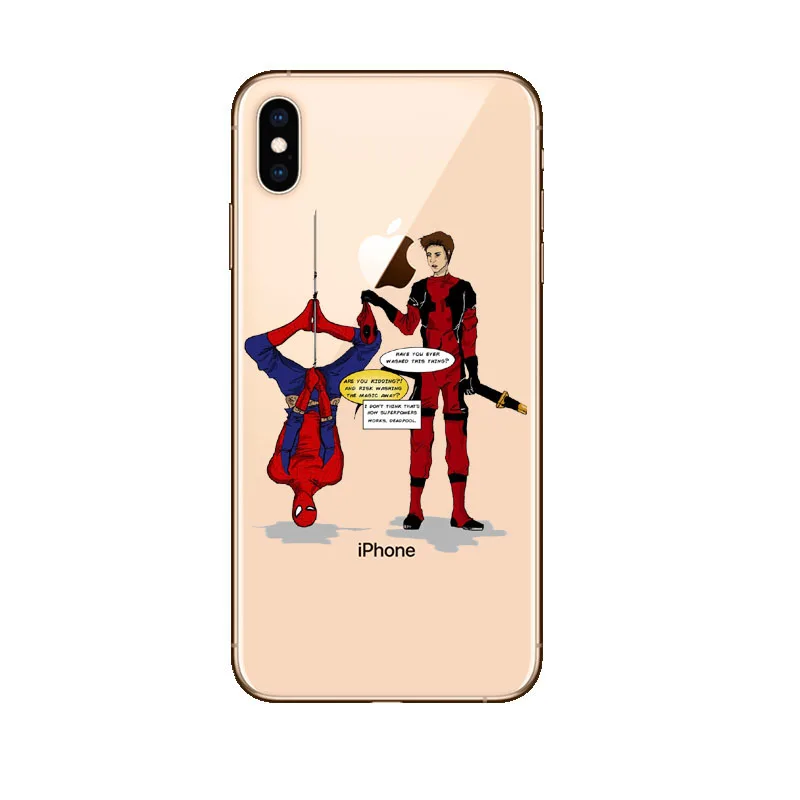 Супер классный Мягкий силиконовый чехол для телефона Marvel Deadpool Super Hero iPhone 7 7Plus 8 8Plus