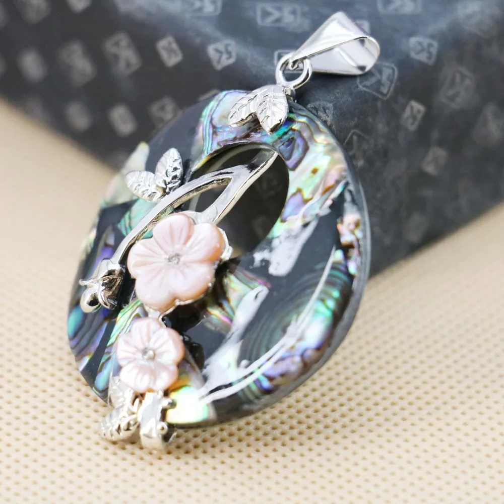 Подвески из натуральных раковины абалона ракушек 40 мм бусины с вышивкой в виде