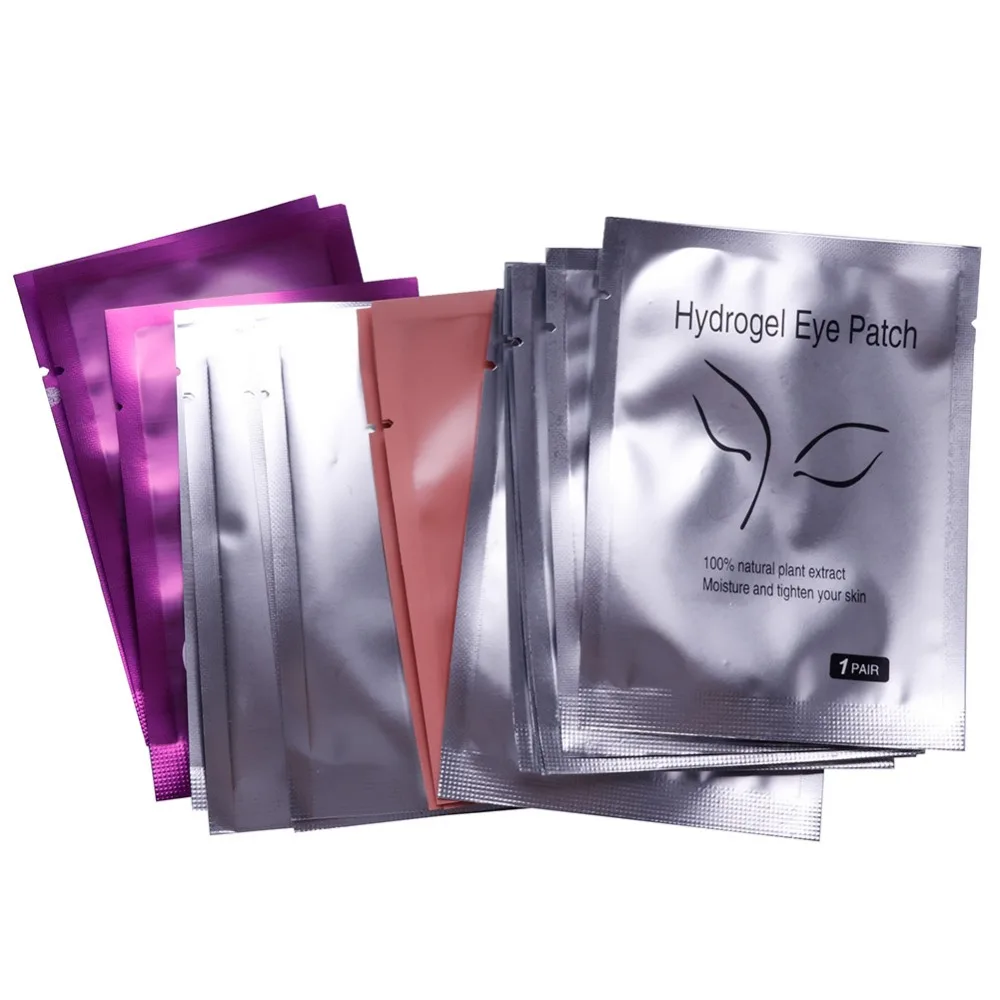 100 пар накладки для наращивания ресниц гелевые гидрогелевые глаз без ворса