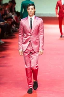 latest coat pant designs hot pink satin men suit custom slim fit tuxedo 3 piece gentle suits prom party blazer terno masculino 0