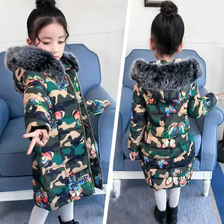 Детская зимняя куртка с капюшоном принтом бабочки | Мать и ребенок