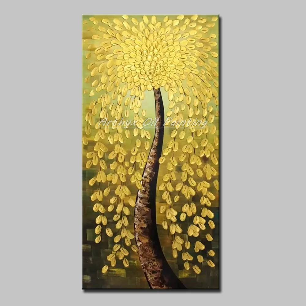 

Arthyx Art Size Hand Painted Thick Rich Trees Oil Paintings on Canvas Modern Abstract Flowers Posters For Living Room Home Decor