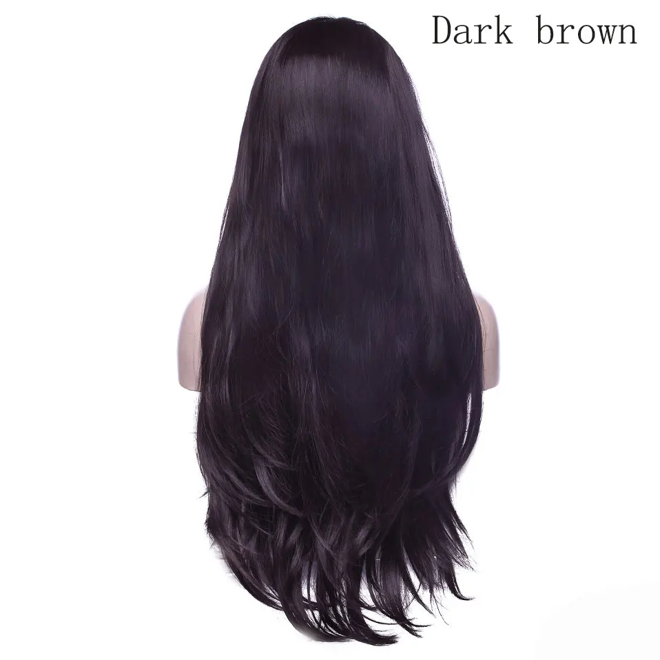 dark brown SNOILITE, 24 дюйма, бразильский кружевной передний парик для женщин, предварительно выщипанные натуральные волосы, парики на голову, синтетический кружевной передний парик, коричневый - Цвет: dark brown