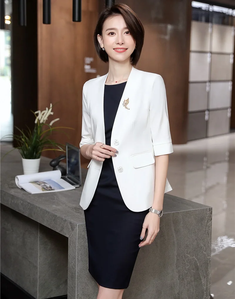 Формальные женские деловые костюмы с 2 шт комплект куртки и платья OL стили