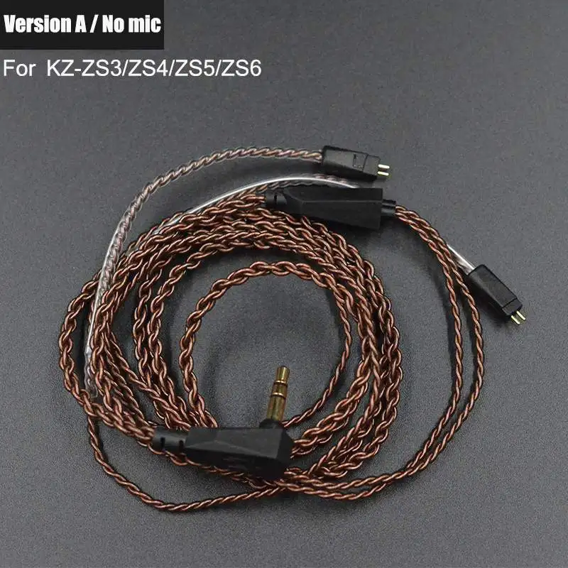 KZ 3,5 мм OFC 0,75 мм контактный кабель для наушников KZ ZS6/ZST/ZSR/ZS10 наушники универсальное использование кабели с микрофоном без микрофона