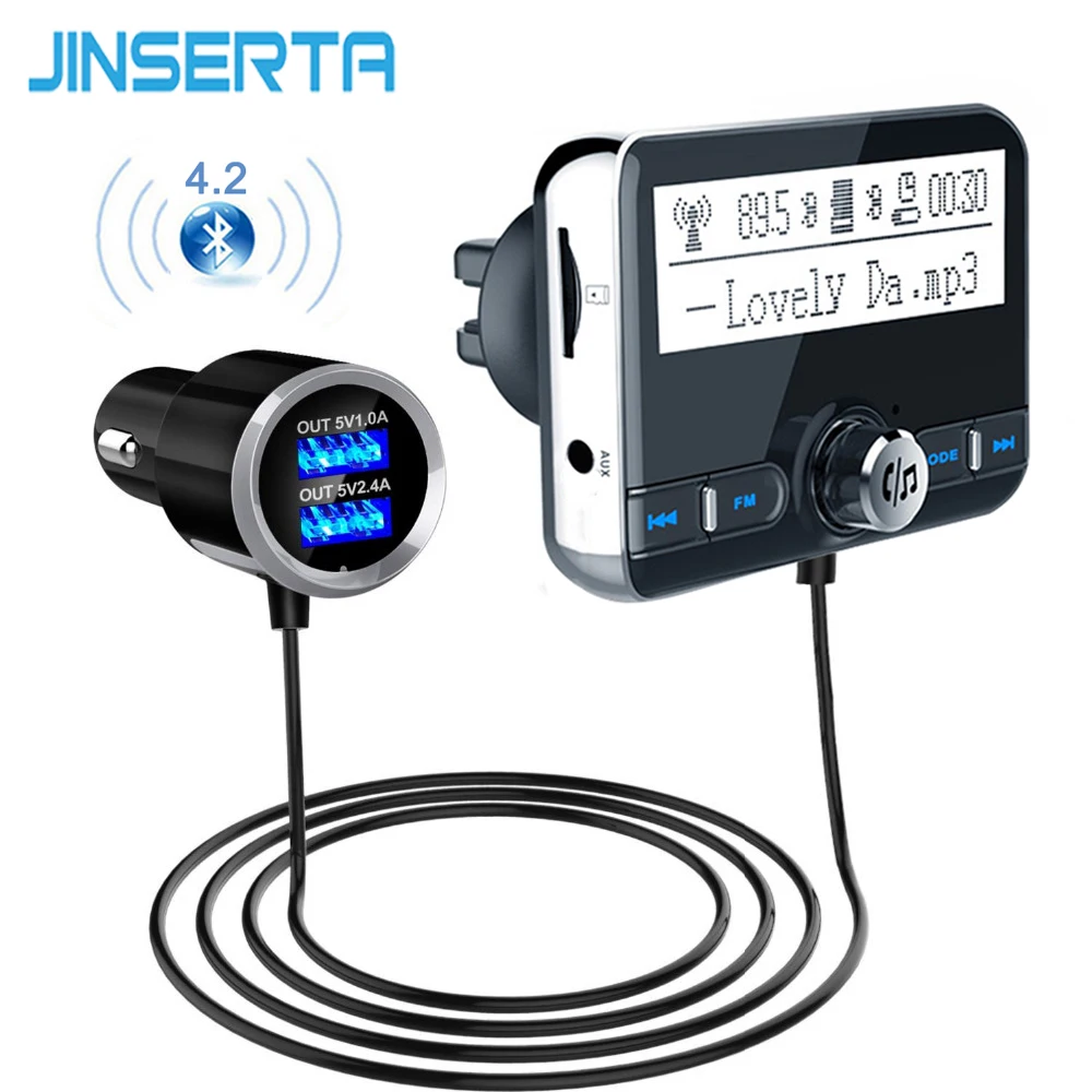 JINSERTA беспроводной FM модулятор Bluetooth Handsfree автомобильный комплект MP3 плеер TF AUX аудио Bluetooth приемник 5 в 3.4A 2 USB зарядное устройство