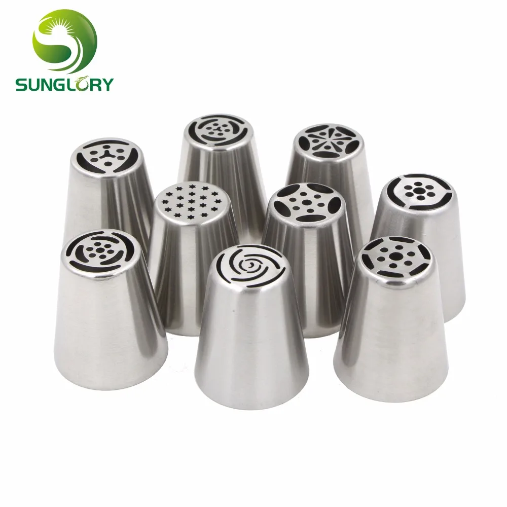 9 шт нержавеющая сталь русские глазурь трубы украшения торта инструменты