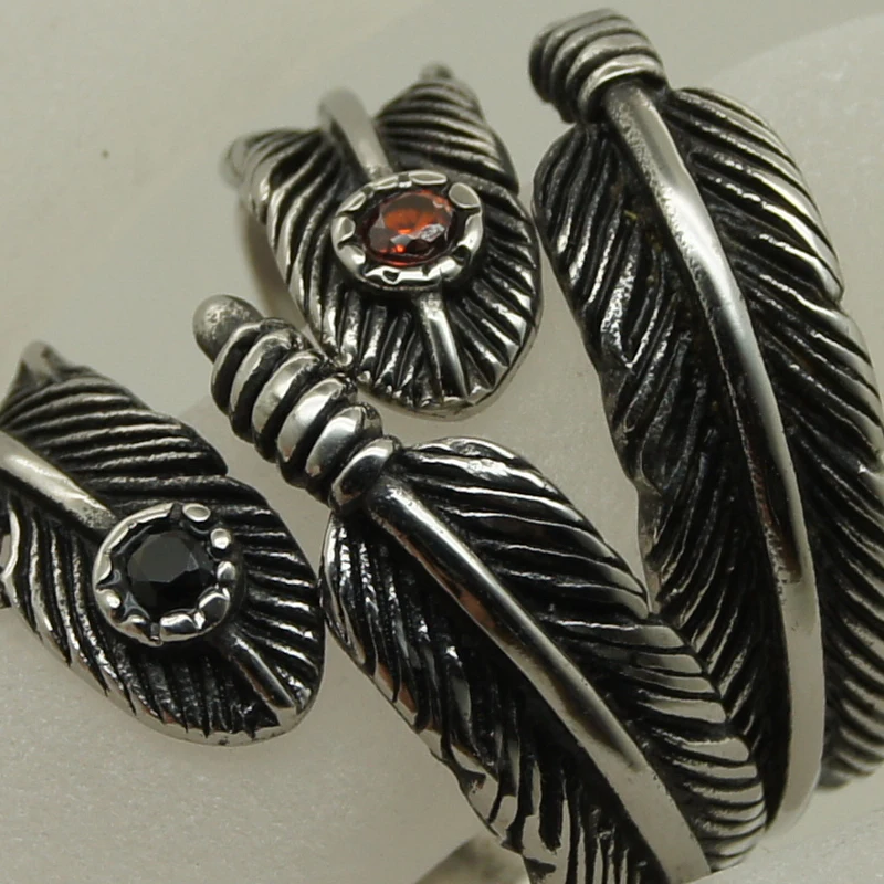 Уникальное кольцо из нержавеющей стали 316L с кольцом перьями и хвостом