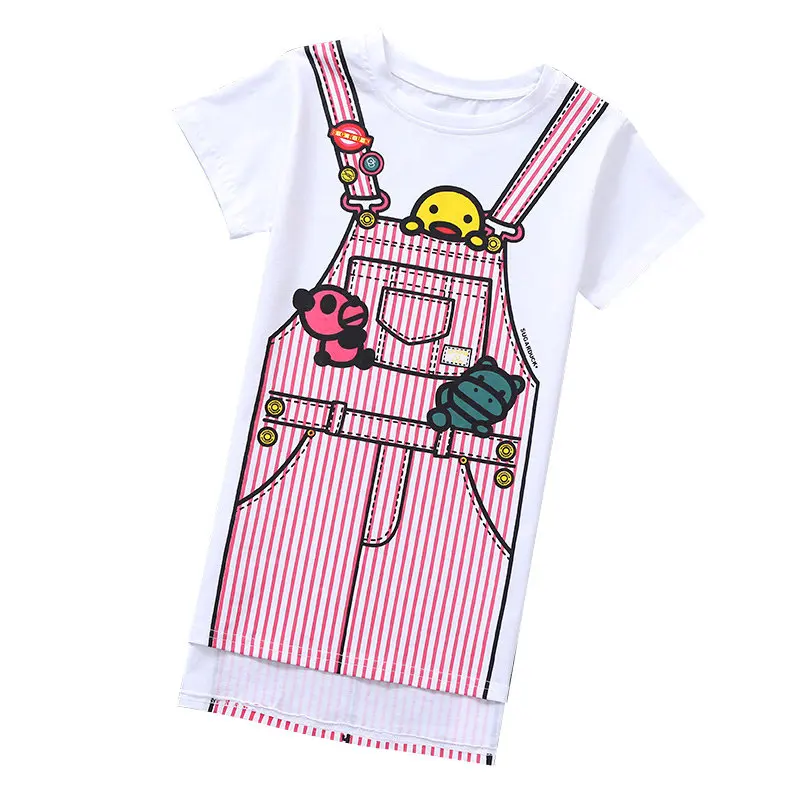 2022 New Fashion Casual Summer Girls T Shirt Dress Cute Kids Cartoon Dresses For Girl Children's Teenage Clothing Students | Детская
