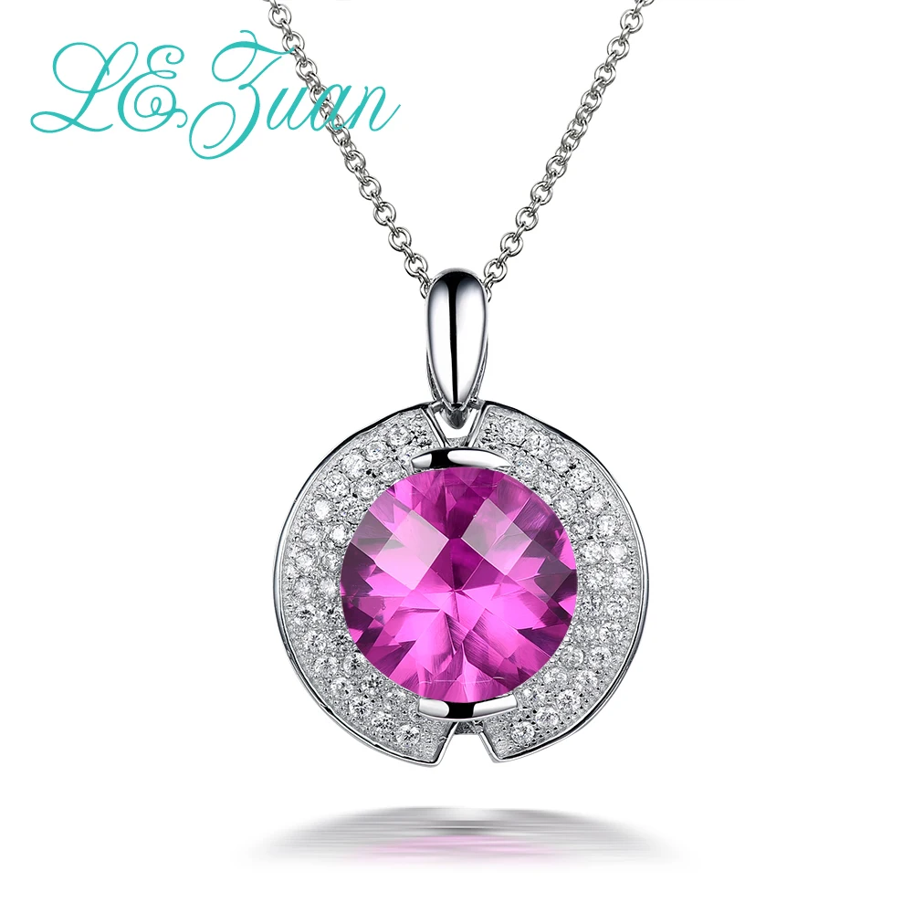 L & цзуань блестящие 925 Стерлингового Серебра Подвески 6.9ct Розовый Камень