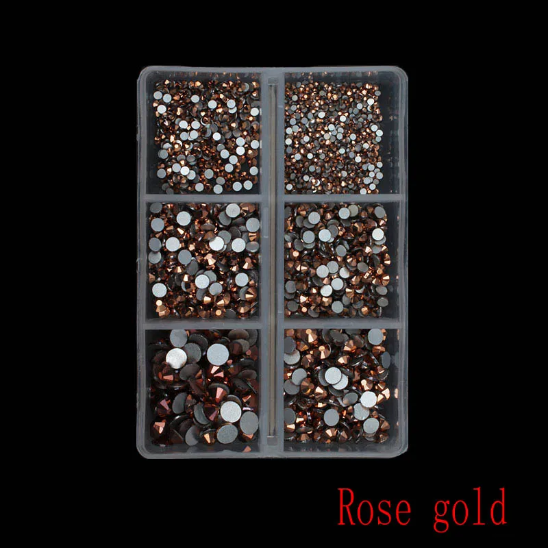 04 Rose gold 1 коробка мульти Размеры Стекло ногтей Стразы смешанные цвета, плоский обратно усеяны искусственными драгоценными камнями; страз 3D обаяние драгоценные камни DIY Маникюр нейл-арта украшения - Цвет: 04 Rose gold