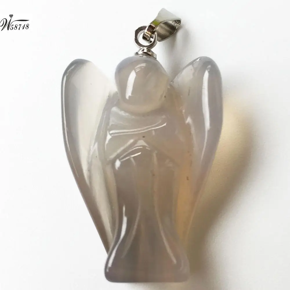Carnelian C7586 Авантюрин Сердолик Кристалл Опал тигровый глаз лазурит Jaspe Howlite Синий Содалит Ангел бусина-подвеска WFH619 - Окраска металла: Carnelian C7586
