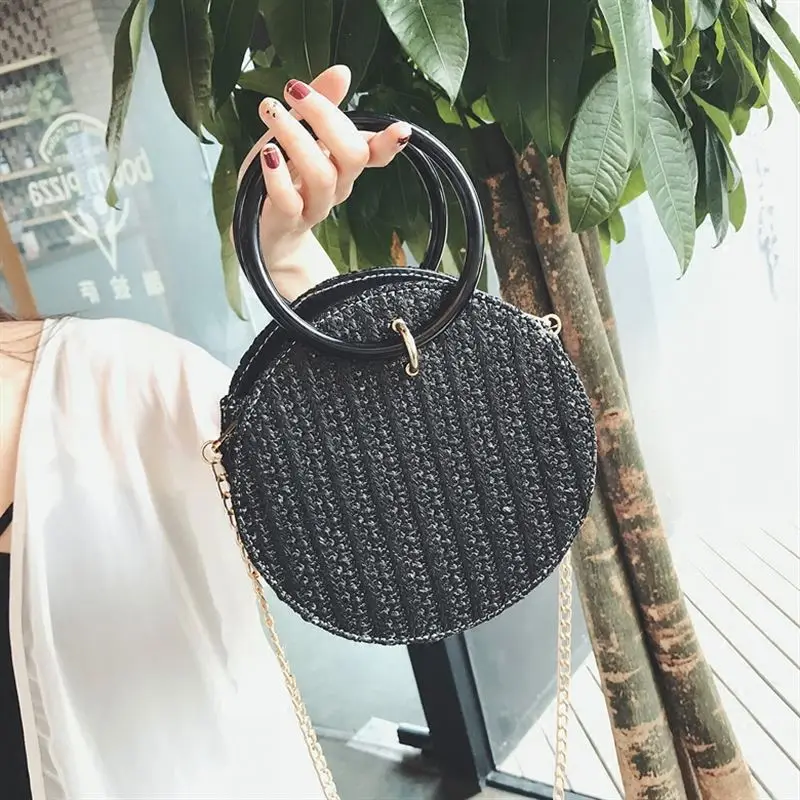 Женская плетеная сумка-мессенджер из ротанга круглая пляжная сумка ручной