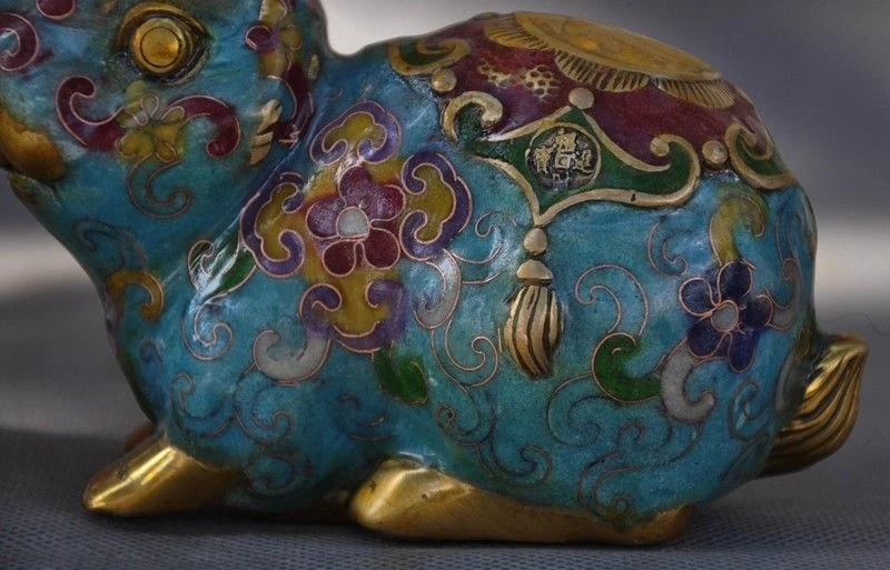 Китайские фэн шуй бронзовые Перегородчатые Позолоченные 12 знаков зодиака статуя