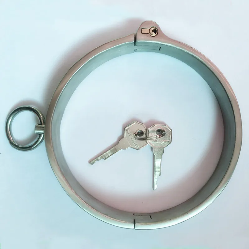 304 Нержавеющая сталь запираемый замок шеи Ошейник раба БДСМ удерживающие