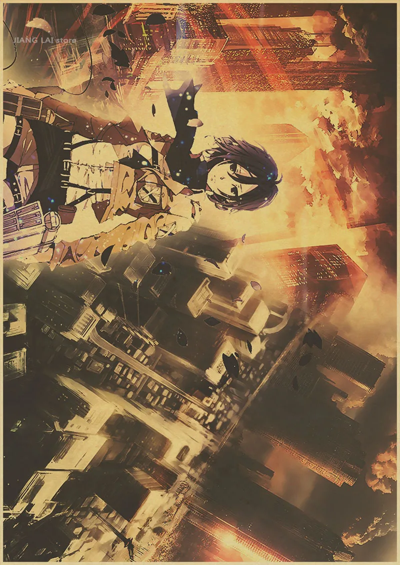 Японский аниме агрессивный гигантский Ретро плакат крафт бумага обои