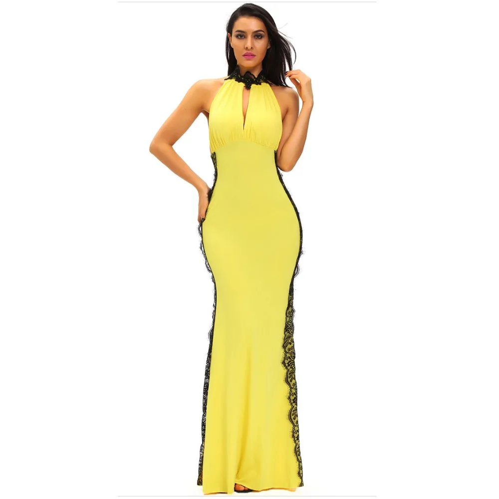 Любовь и желтый/синий/Розовый блеск холтер платье с высоким воротником/голубой