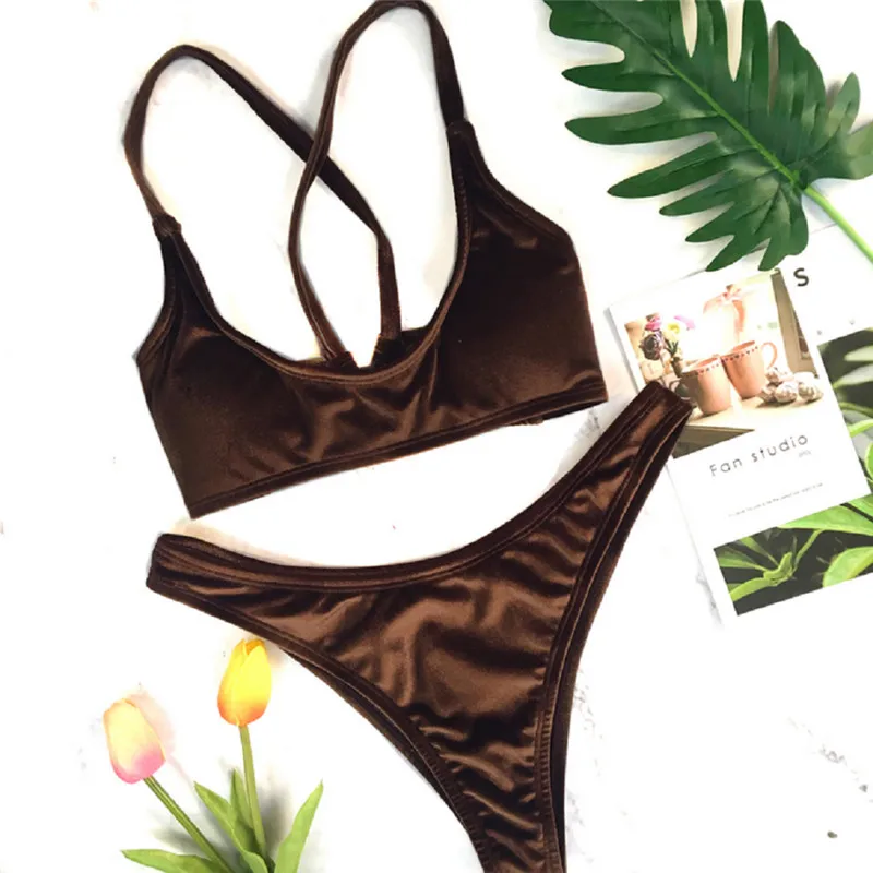 

Solid Top Sexy Bandage Bikinis Women Swimsuit Push Up Swimwear Female Brazilian Bikini Thongs Beach Bathing Suit Biquini