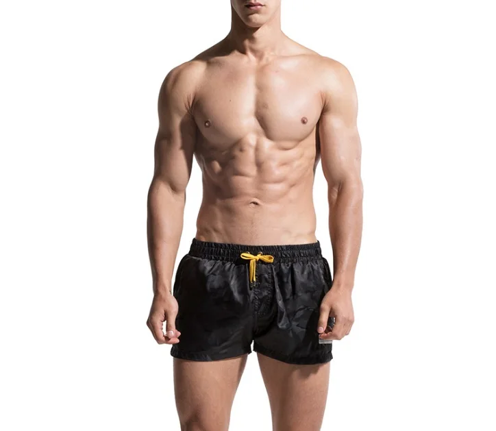 Черный Des21 men sexy swimwear summer beach shorts surfing swim trunk shorts men swimsuit sunga fitness running shorts quick dry - Цвет: Черный