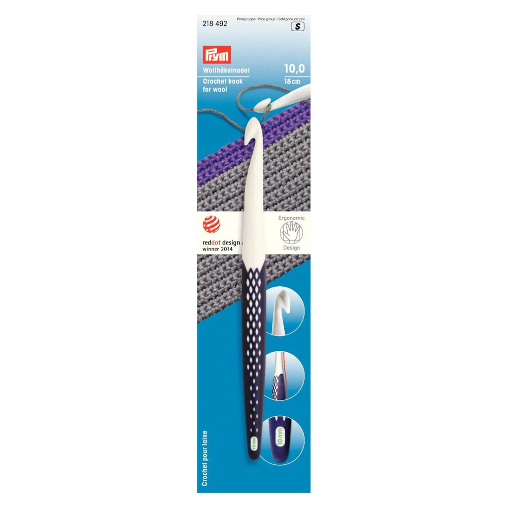 Германия Prym 218488-218494 Крючком Крючок для шерсти, вязание крючком, ручной DIY, Швейные аксессуары, лоскутное шитье, шитье - Цвет: 10mm