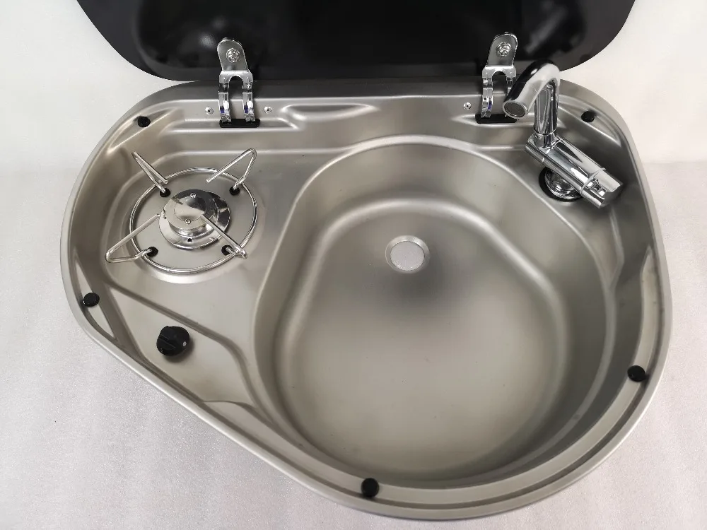 Лодка Караван RV газовая горелка LPG плита и комбинированная раковина с закаленным стеклом Топ 525*425*150 мм GR-600R
