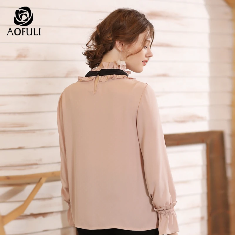 L ~ 3XL 4XL женская блузка с оборками весна осень рубашка галстуком бабочкой большие