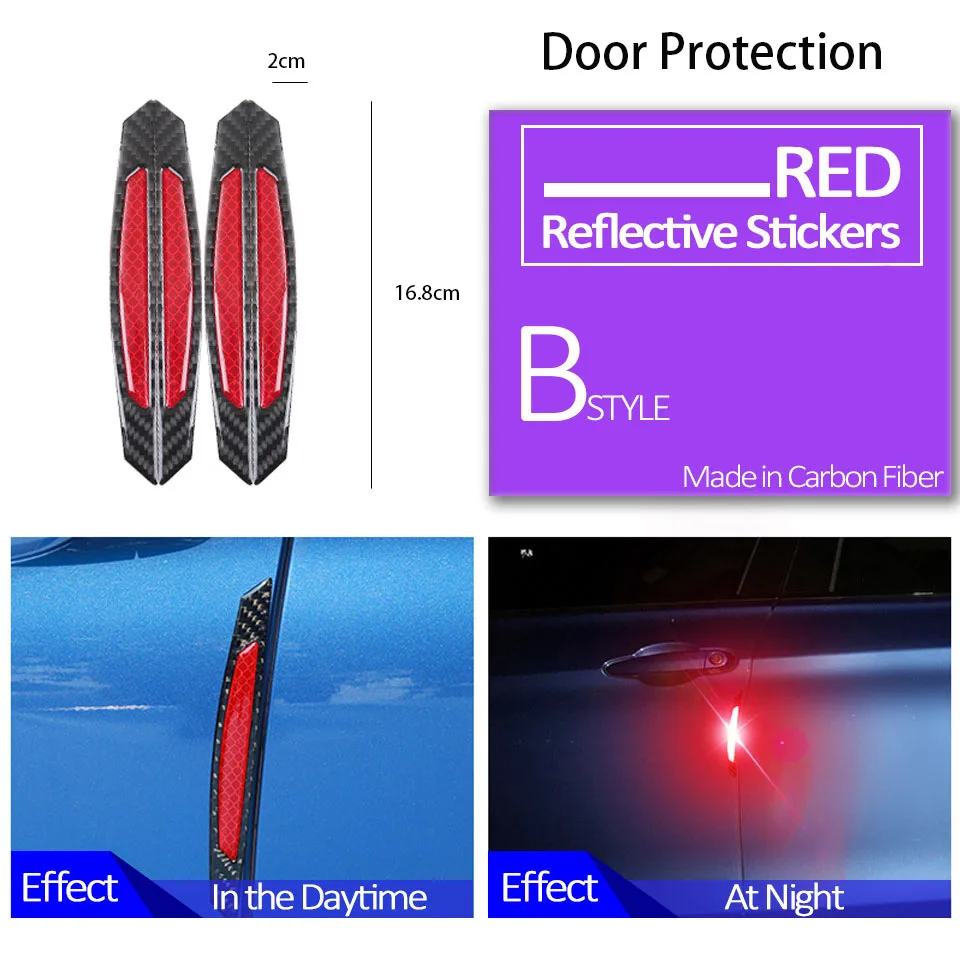 Door Black Red Колеса автомобиля брови двери боковая Светоотражающая Защитная Наклейка для Subaru Impreza XV hyundai Solaris tucson I30 creta Kia Rio 3 Ceed - Название цвета: Door Black Red