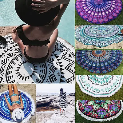 Новый шифоновый круглый ковер для пляжа бассейна домашнего душа одеяло стол