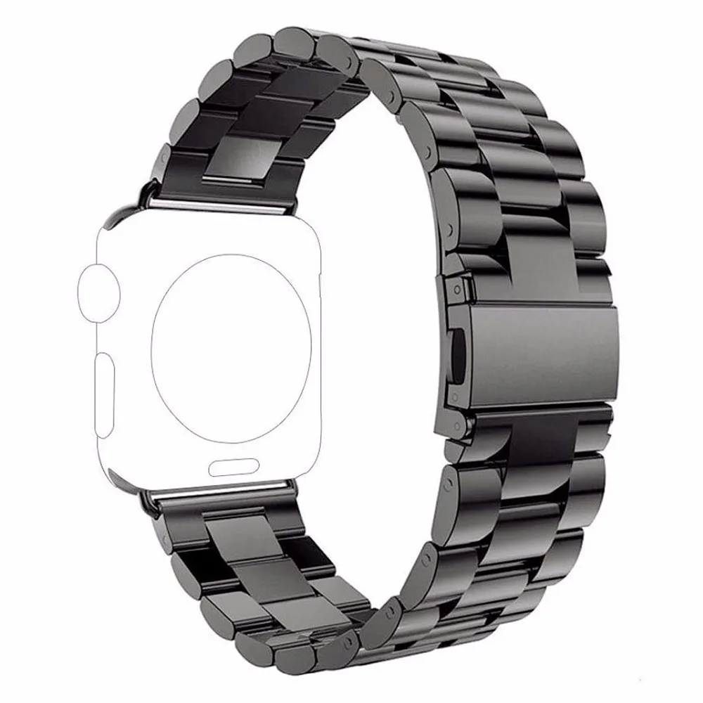 For Apple Watch Band 42mm 38mm for iWatch Business Black Gold Stainless Steel Bracelet Buckle Strap Clip Adapter | Наручные часы