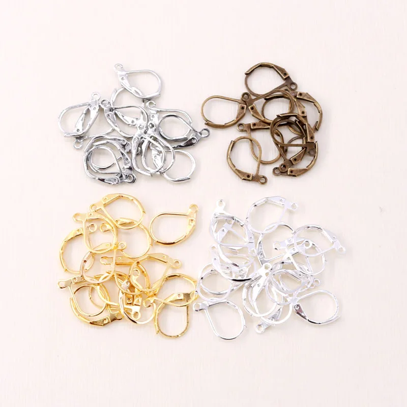 

100Pcs/lot Nickel Free and Lead Free Silver Gold Plated French Earring Hook Ear Wire Lever Back Open Loop DIY Jewelry Findings