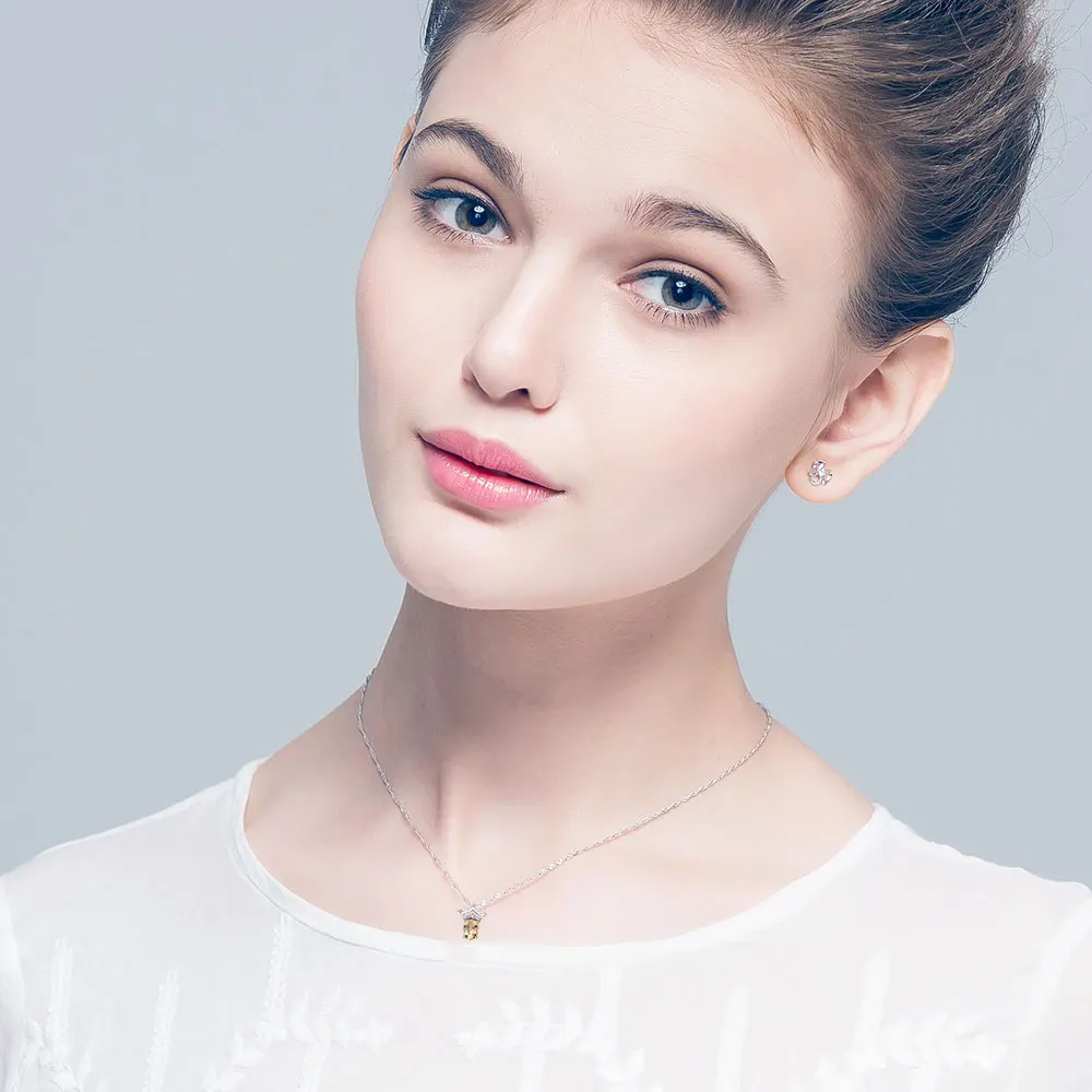 DOUBLE R 0.76ct натуральный драгоценный камень цитрин серебро 925 пробы Кулон Ювелирные