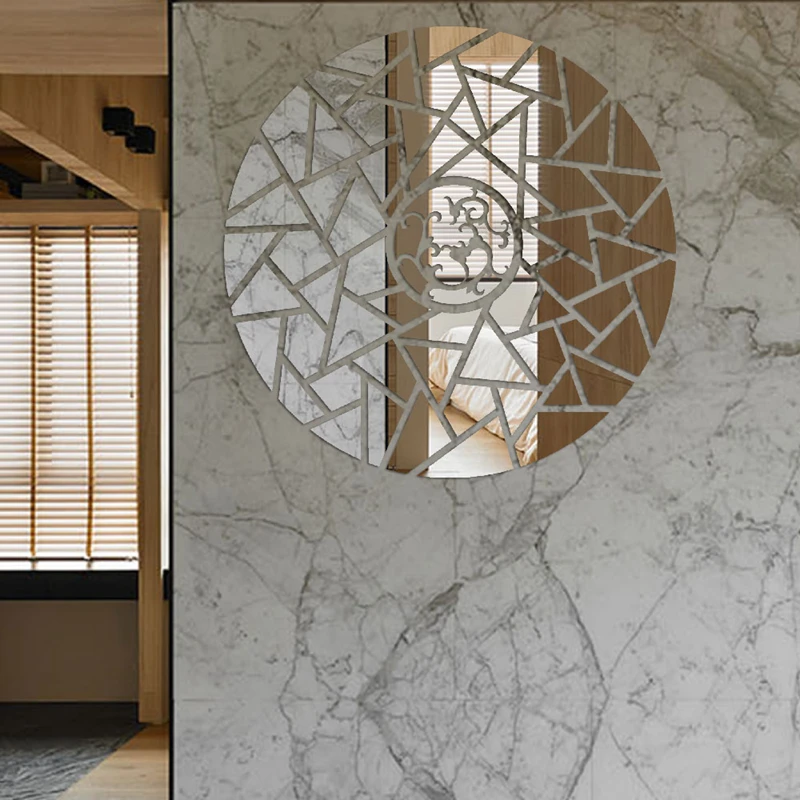 3D акриловая Зеркальная Наклейка на стену Геометрическая абстрактная приносящая