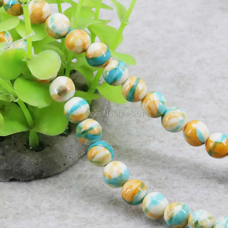 Популярный полудрагоценный камень 8 мм Радужный дождик цветок драгоценный