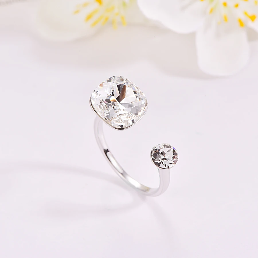 Новые цветные открытые кольца с кристаллами SWAROVSKI для женщин, модное элегантное кольцо для свадебной вечеринки, ювелирные аксессуары, подарок для мамы и девочки