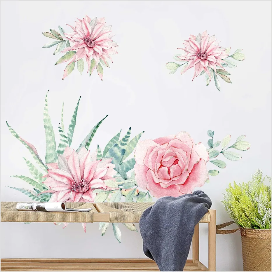 Красивые большие цветы 3D стикер на стену домашний Декор Гостиная Спальня плакат