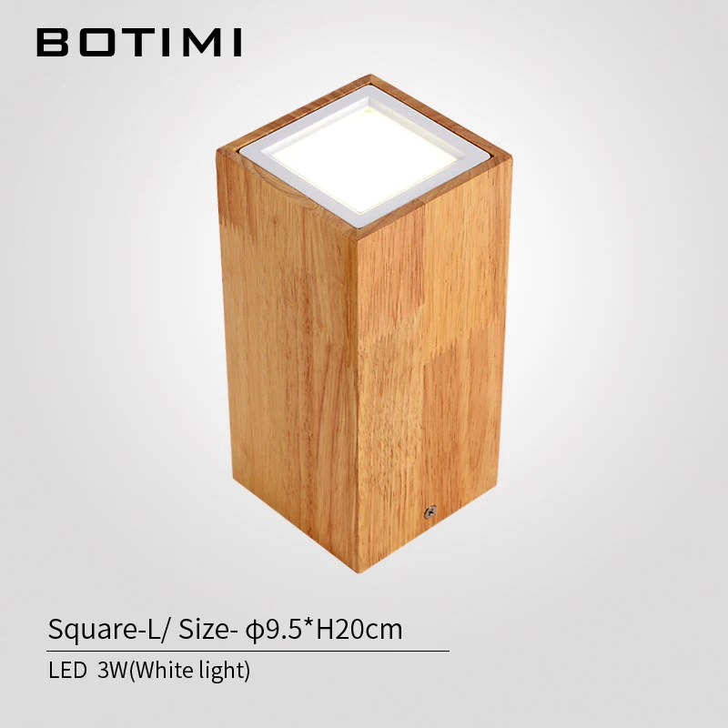 Square-L-White Light BOTIMI современные светодиодные потолочные лампы для коридора маленькие круглые деревянные потолочные светильники 220 в квадратные кубовидные деревянные фойе светильники - Цвет корпуса: Square-L-White Light