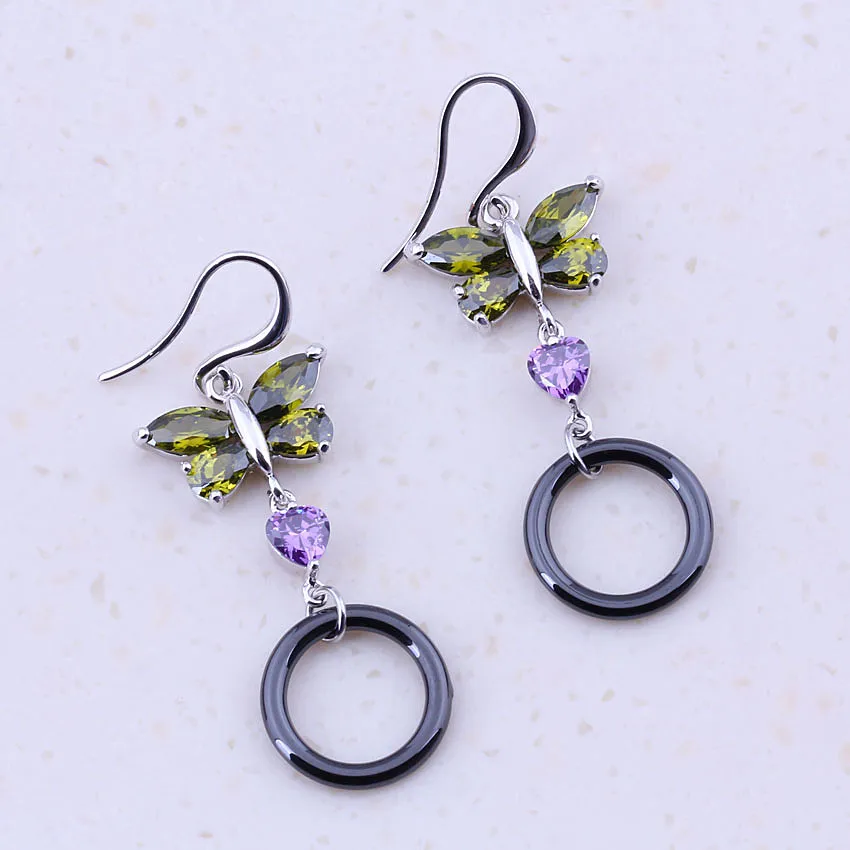 Блестящие черные керамические и Разноцветные серьги-подвески для женщин модные