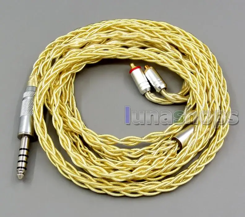 LN005965 8 ядер очень мягкий 7N чистый OCC серебро+ позолоченный кабель для наушников для Shure se535 se846 se425 se215 MMCX - Цвет: 8 cores 4.4mm